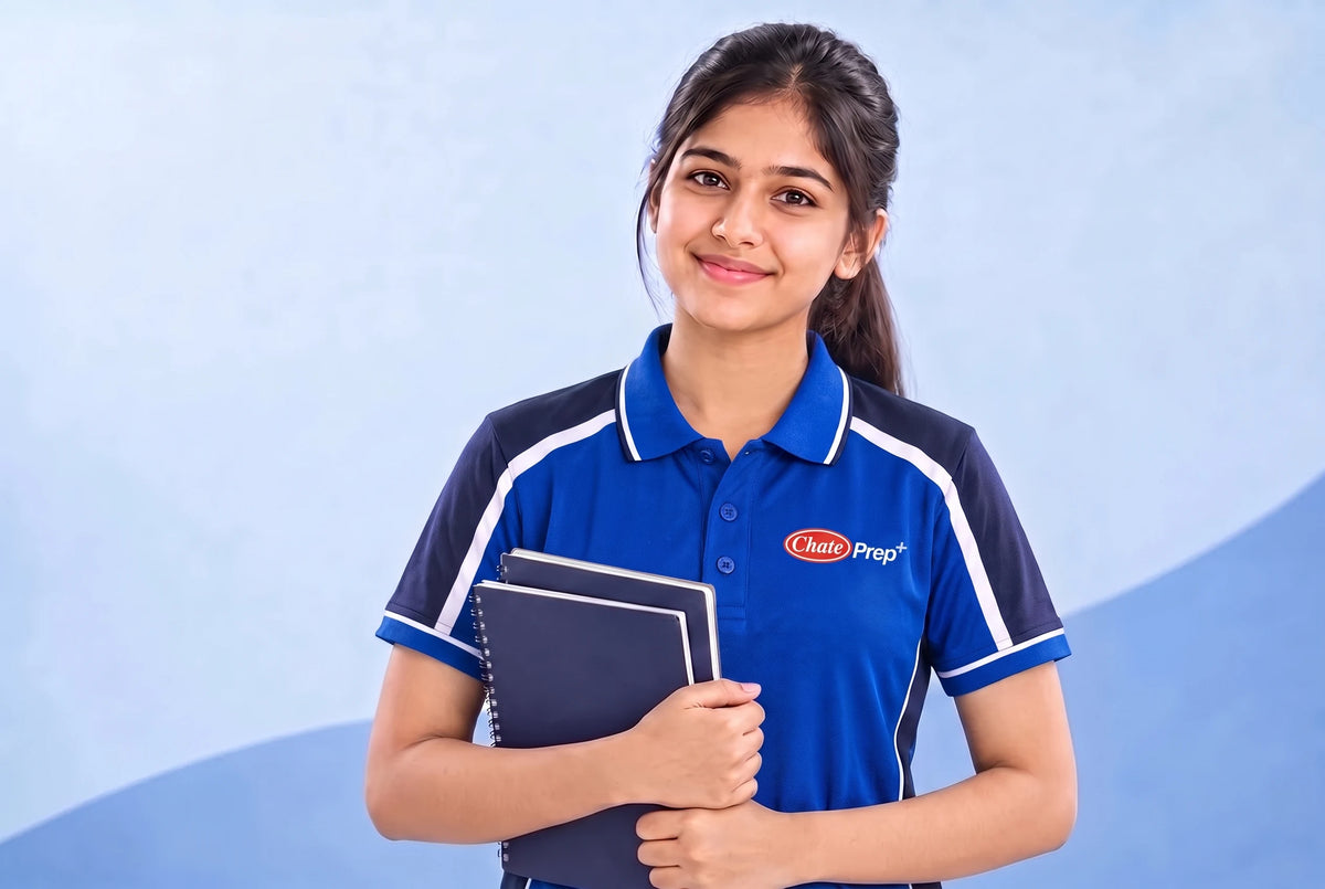 Confident student in everyday clothing holding notebooks